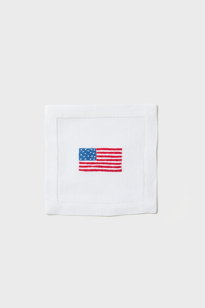 American Flag Embroidered Cocktail Napkins Set of 4