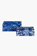 Two's Company presents two rectangular Atlantis Nested Boxes with blue marbled patterns, one large and one small, displayed side by side for stylish, decorative storage.