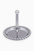 The Mariposa handcrafted Beaded Ring Dish is made from recycled aluminum and features a beaded edge with a central post for holding rings.
