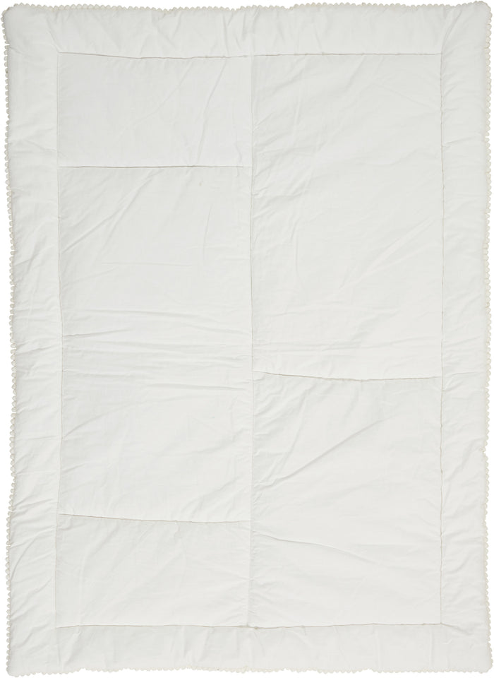 Beige Green And White Polyester Quilt