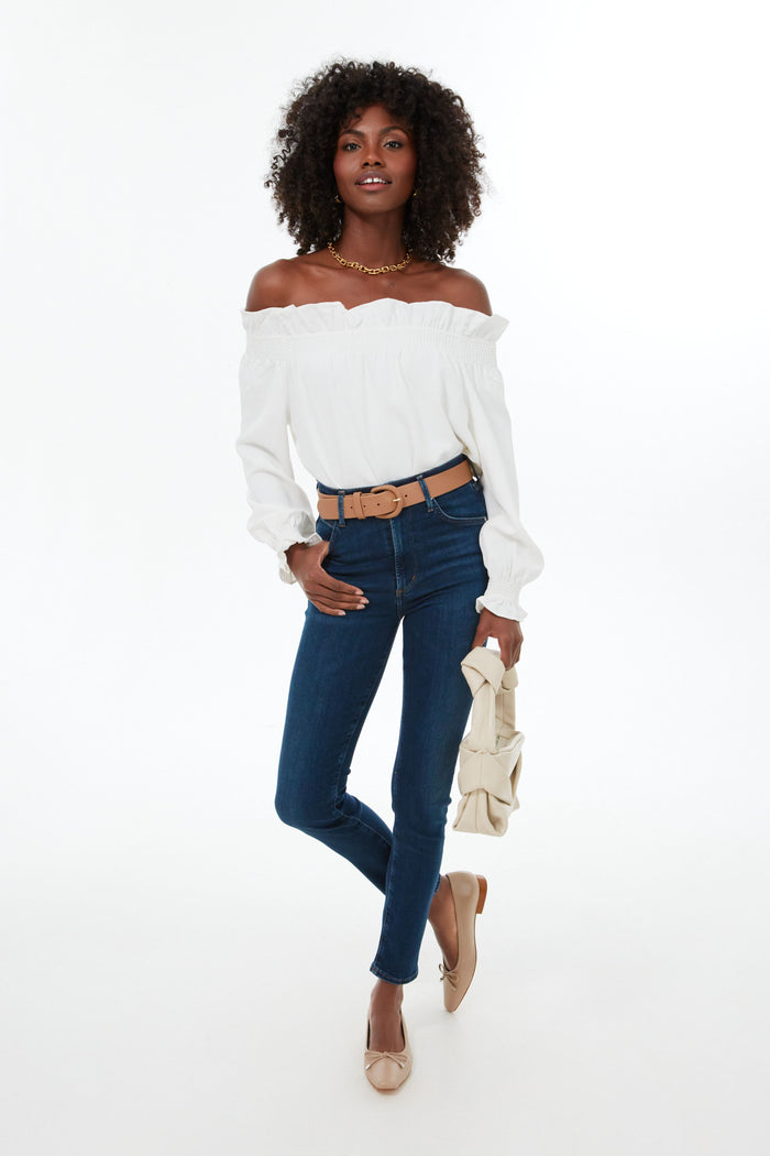 Beige Leather Monica Flats