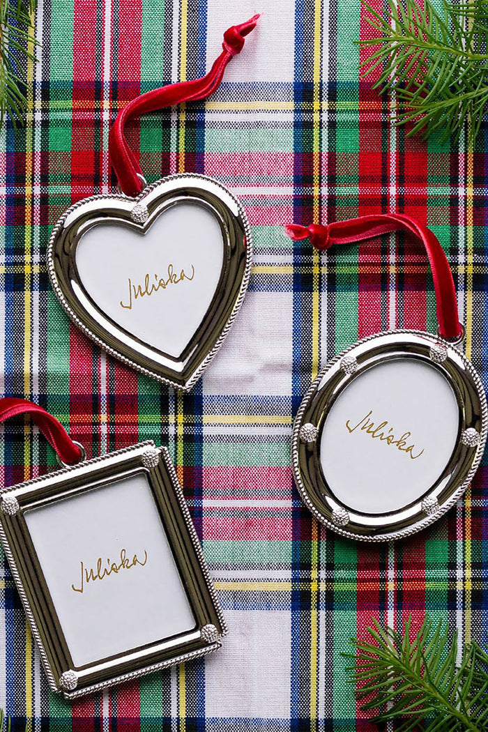 Berry and Thread Silver Metal Frame Ornaments (Set of 3)