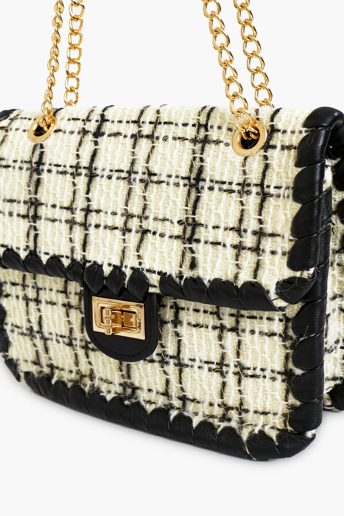 Black and White Tweed Marjorie Bag