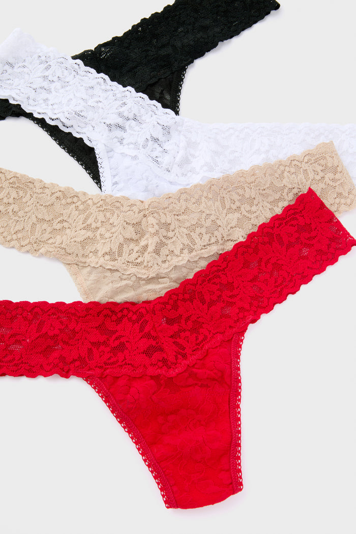 Black Chai and White Low Rise Thong 3 Pack