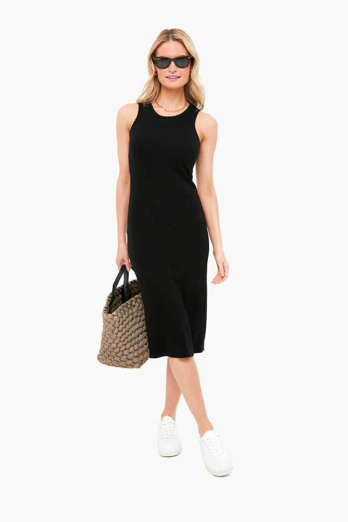 Black Lexi Rib Daytime Midi Dress