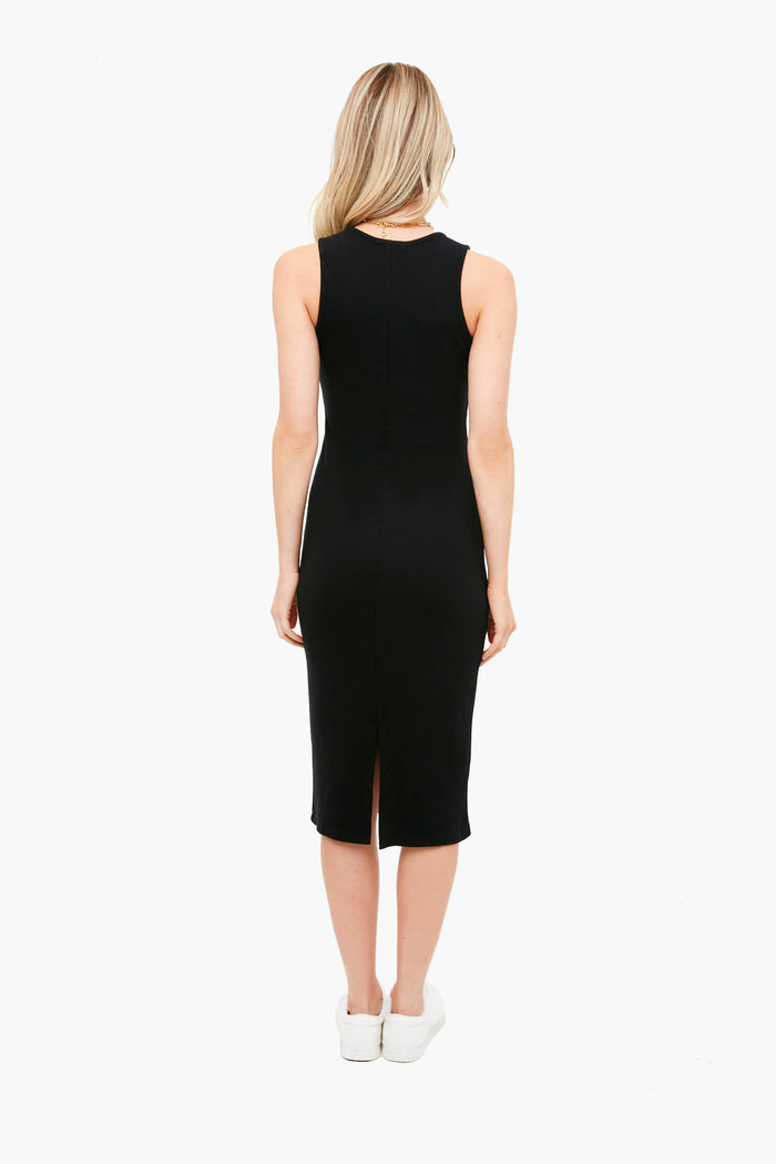 Black Lexi Rib Daytime Midi Dress