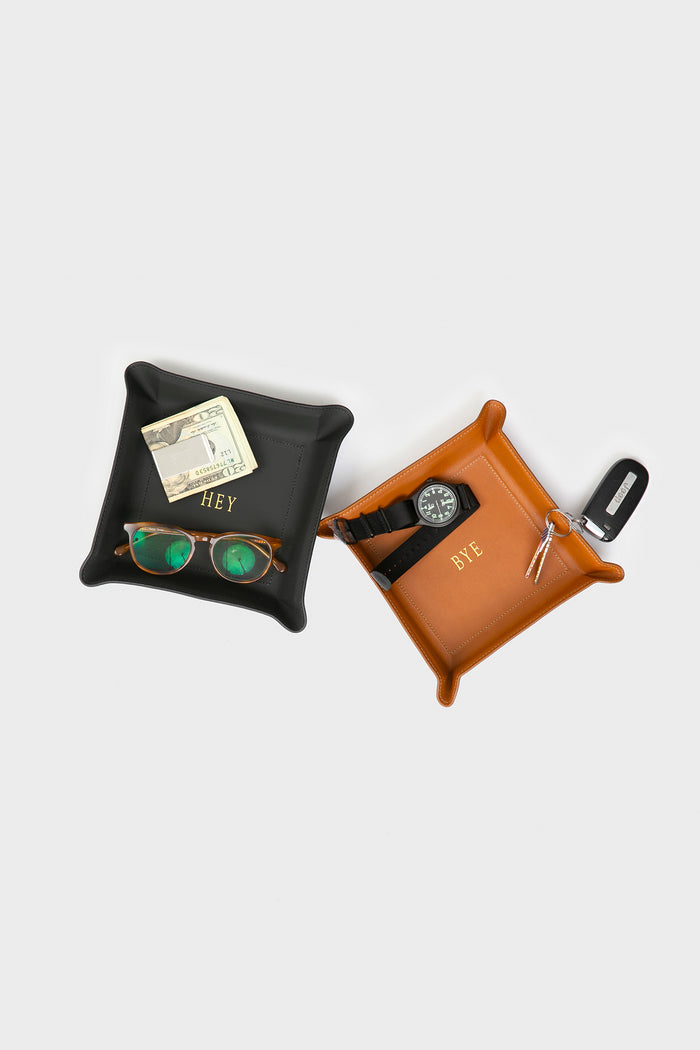 Black Medium Leather Catchall