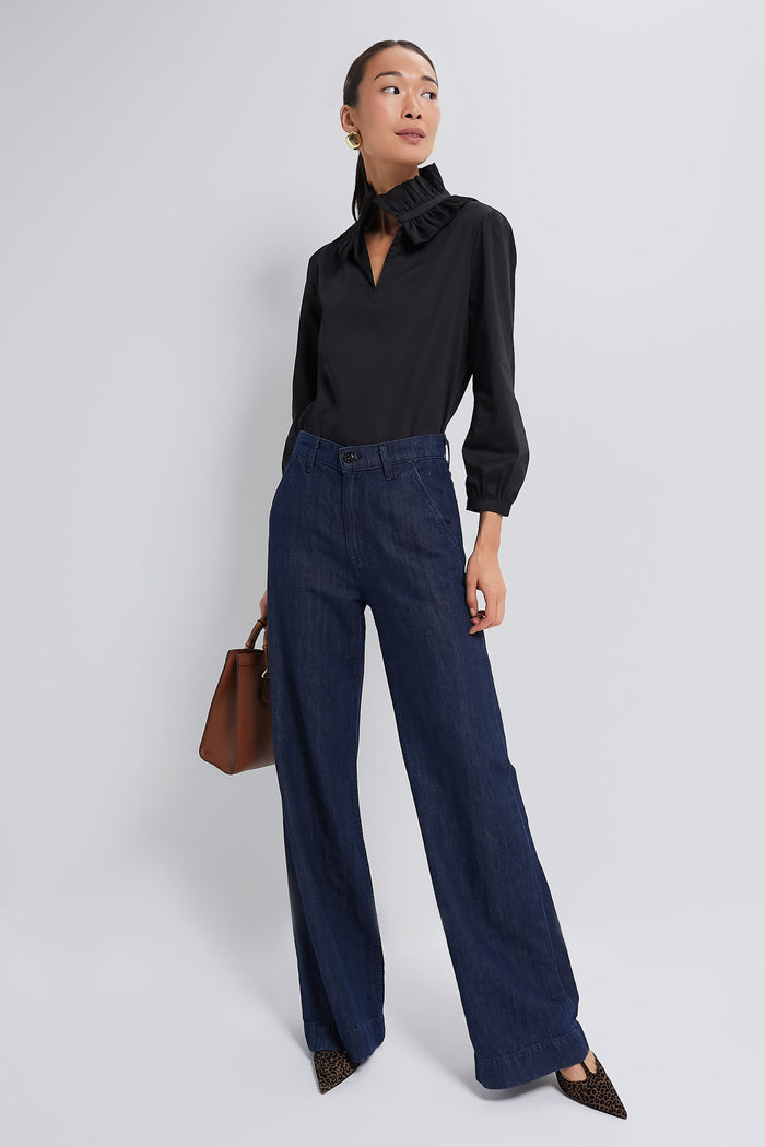 Black Ruffle Neck Bouvier Blouse