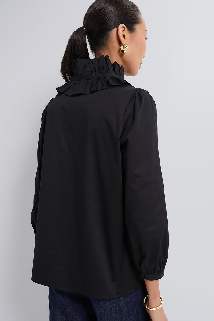 Black Ruffle Neck Bouvier Blouse