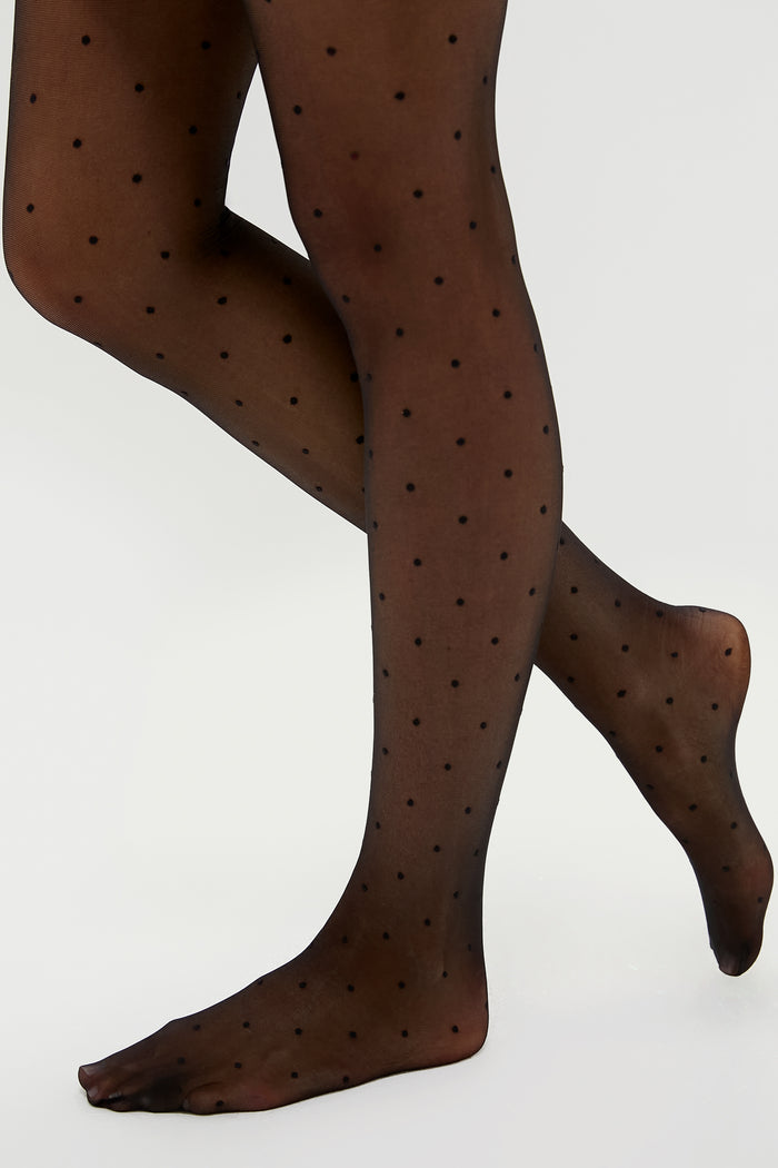 Black Sheer Polka Dot Tights