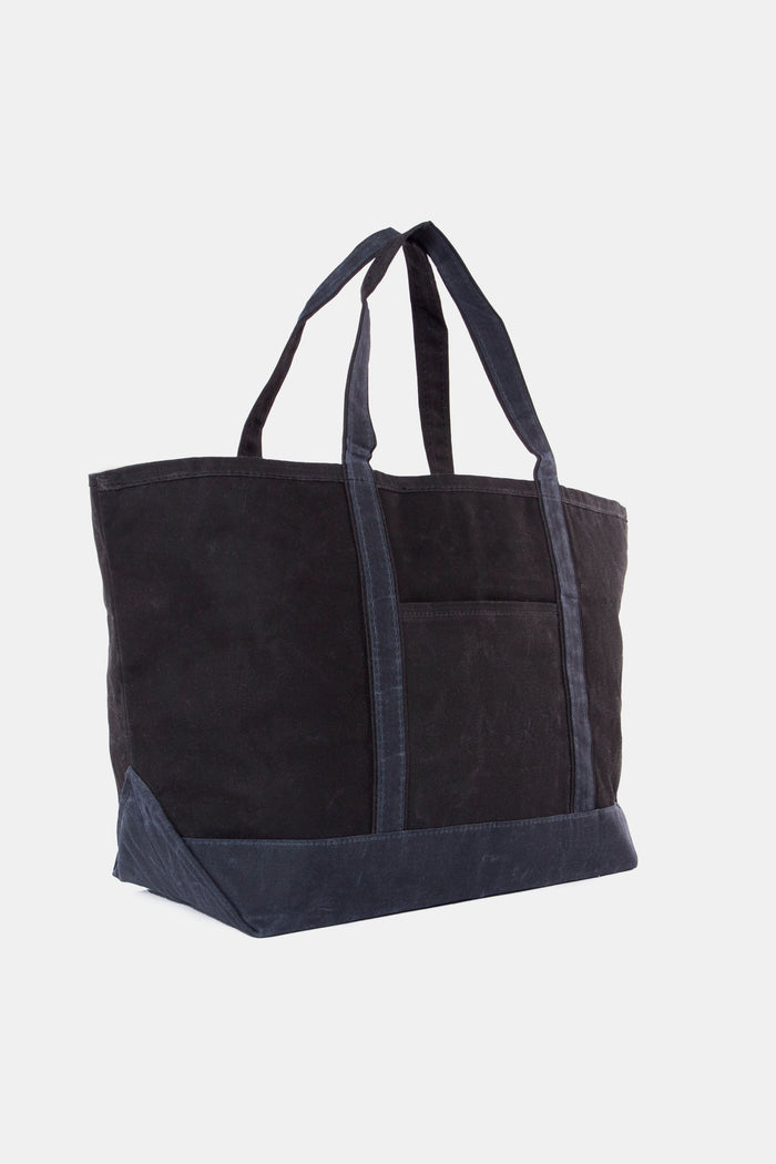 Black Waxed Large Canvas Tote