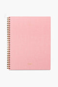 The APPOINTED Blossom Pink Lined Notebook features a textured book-cloth cover, gold lettering, spiral binding, and is crafted from recycled paper.