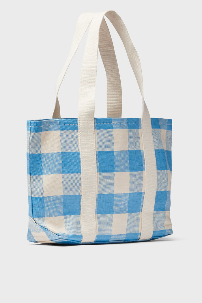 Blue and Cream Gingham Bennett Tote