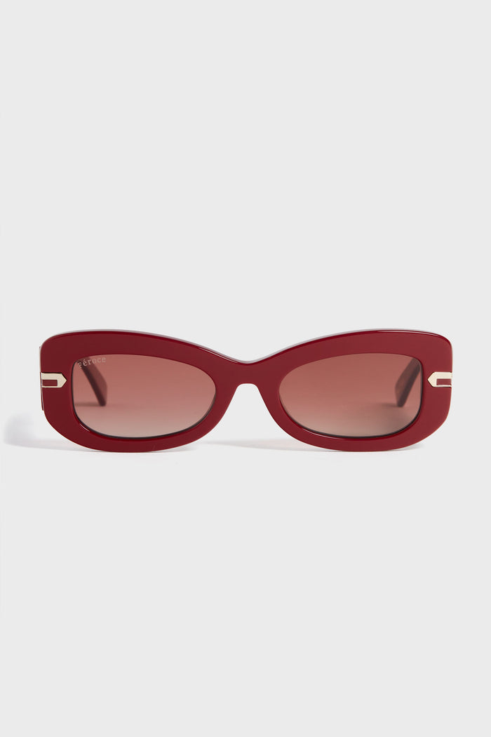 Rectangular Burgundy Feroce sunglasses with dark tinted lenses, perfect for women's eyewear.