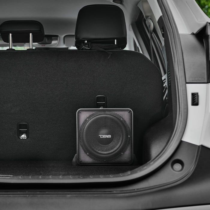 Car Audio Bass Package with Dual 8" Sealed Subwoofer Enclosure and Amplifier – 300W RMS
