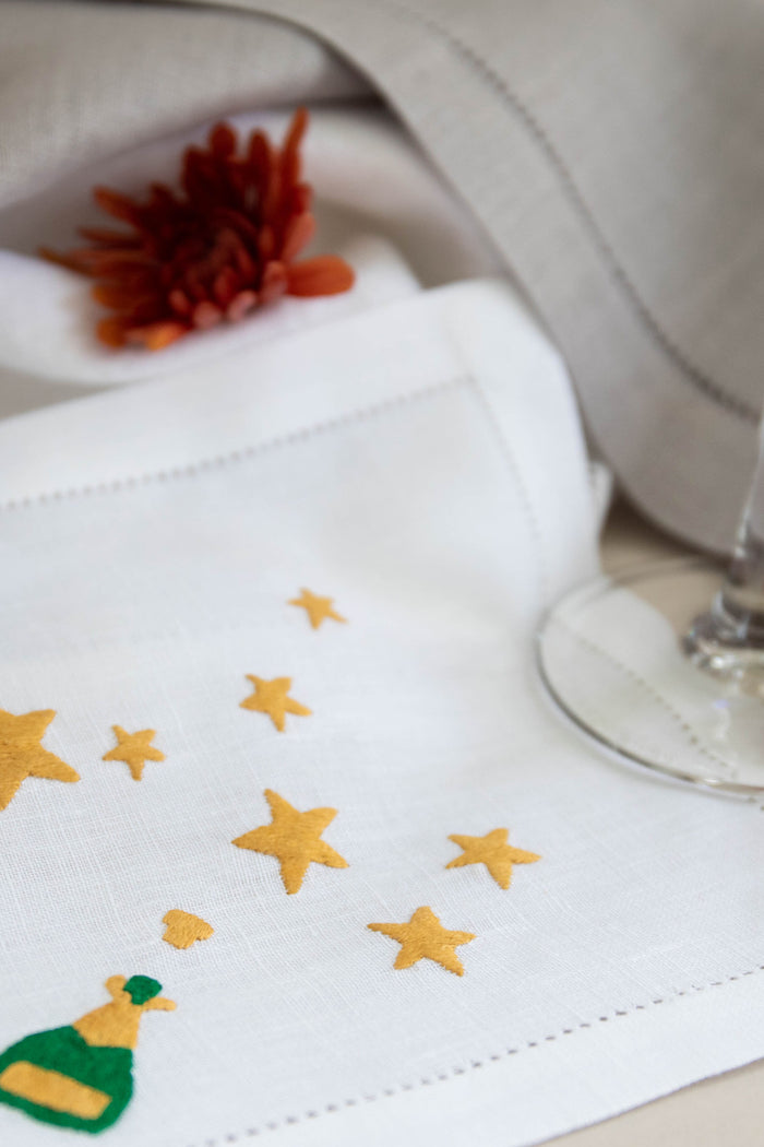 Champagne and Stars Cocktail Napkins Set of 4