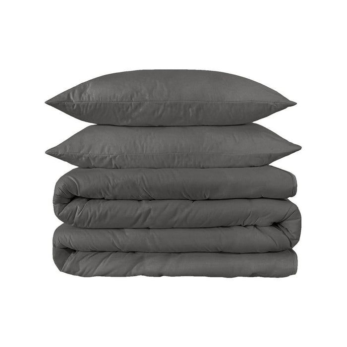 Charcoal King Cotton Washable Duvet Cover Set