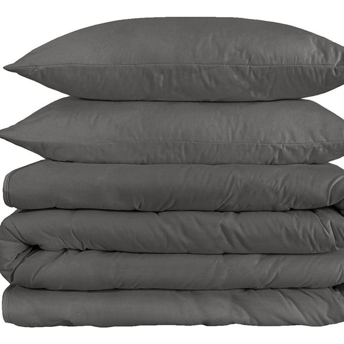 Charcoal King Cotton Washable Duvet Cover Set