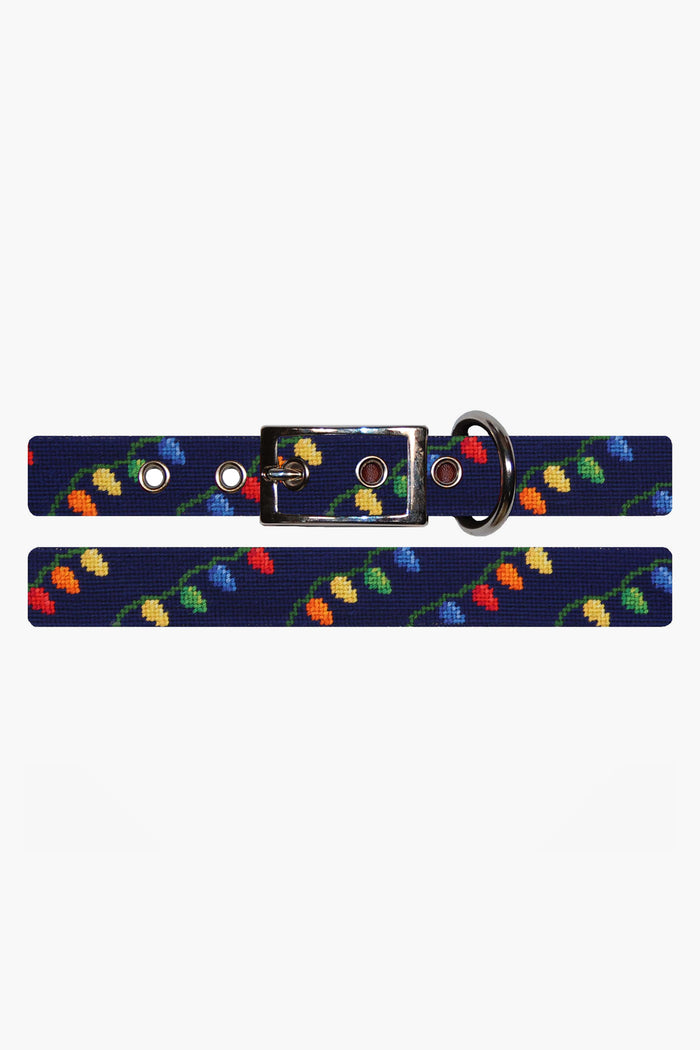 Christmas Lights Needlepoint Dog Collar