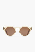 Illesteva beige oval sunglasses with brown tinted lenses, handmade in Italy.