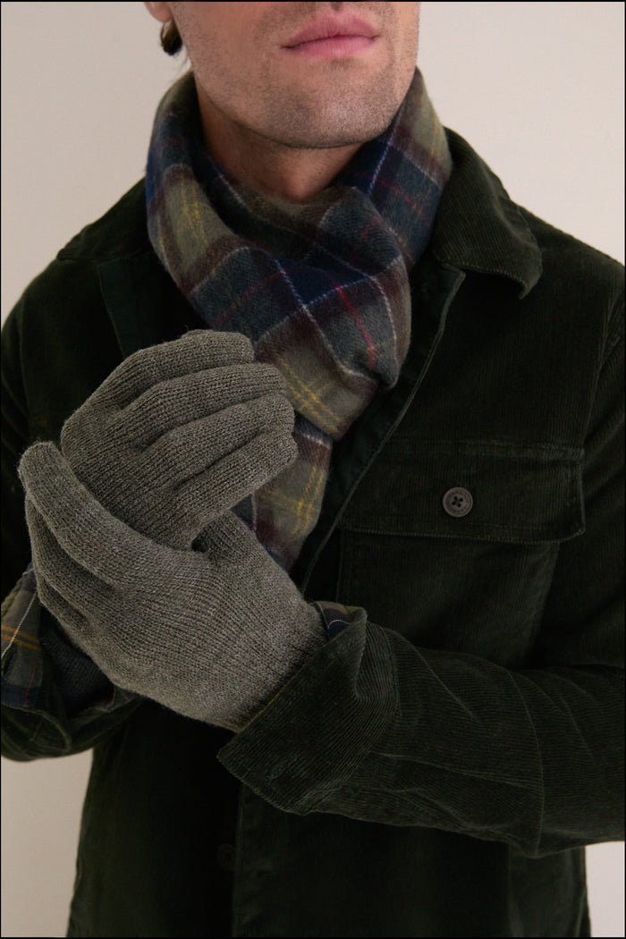 Classic Olive Tartan And Scarf Glove Gift Set