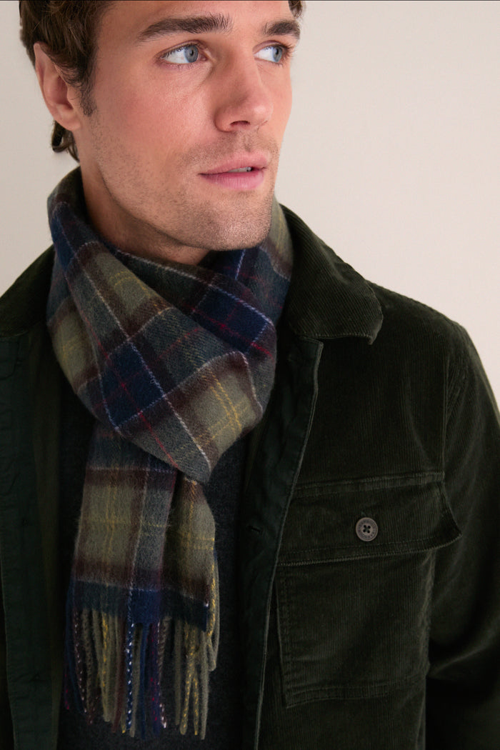 Classic Olive Tartan And Scarf Glove Gift Set