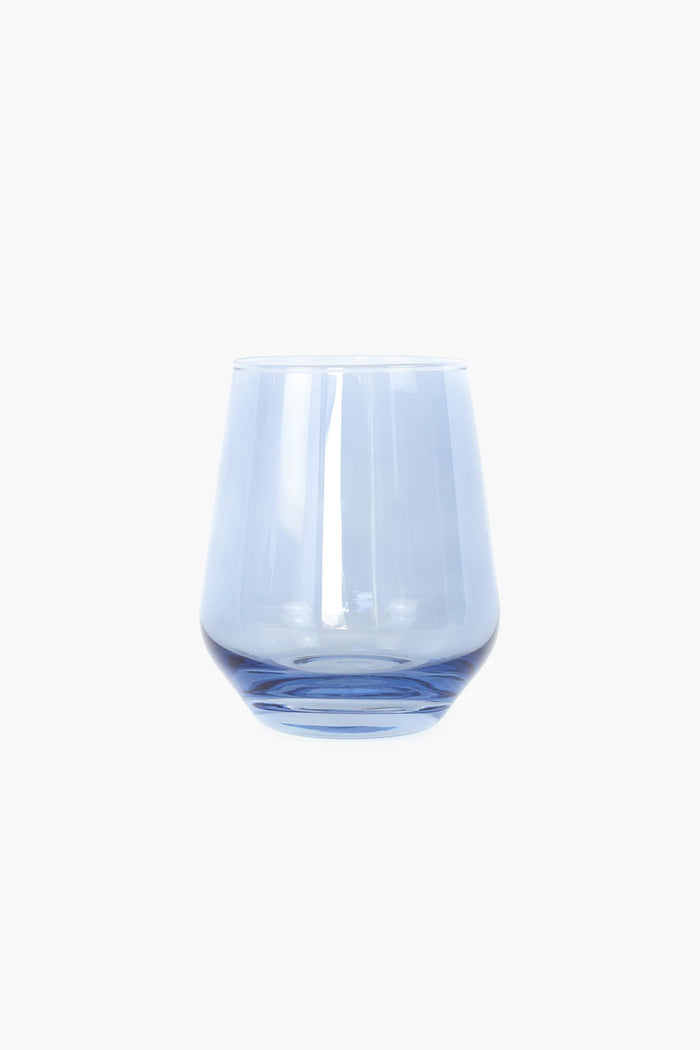 The Estelle Colored Glass tumbler is a transparent, light blue, hand-blown luxury glassware piece—ideal for anyone seeking elegant stemless wine glasses.