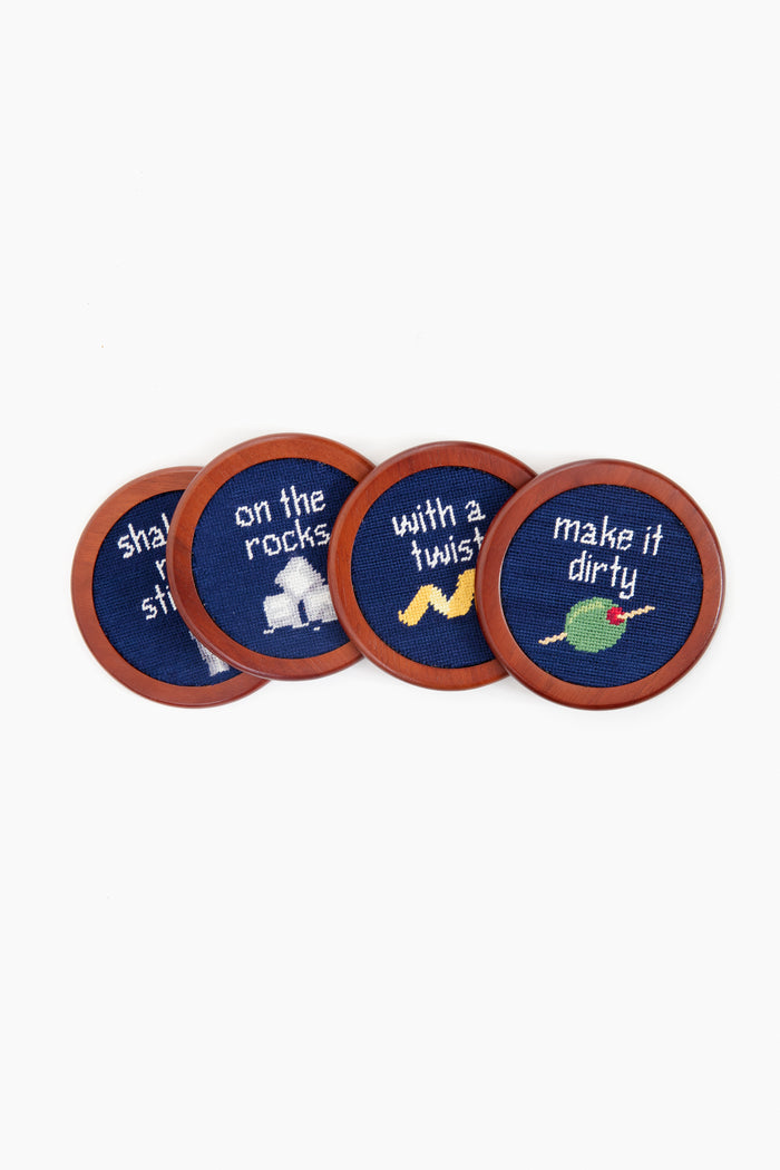 Cocktail Orders Needlepoint Coaster Set