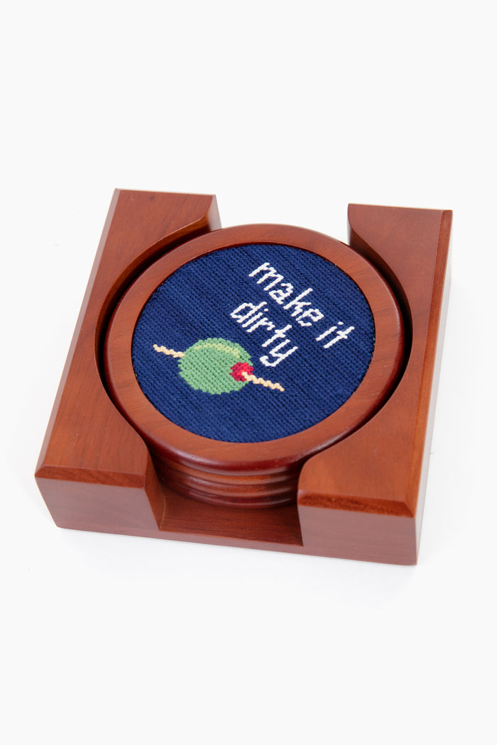 Cocktail Orders Needlepoint Coaster Set