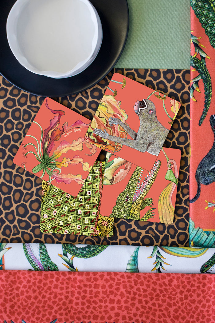 Coral Flame Lily Coasters (Set of 4)