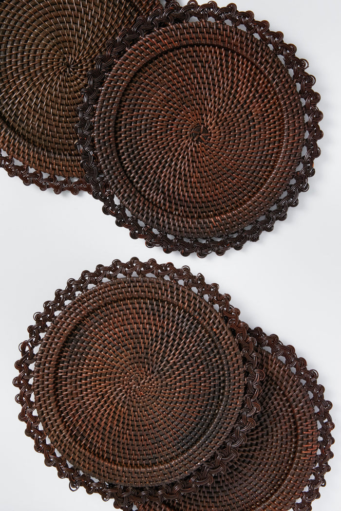 Dark Brown Rattan Intertwined Placemat (Set of 4)