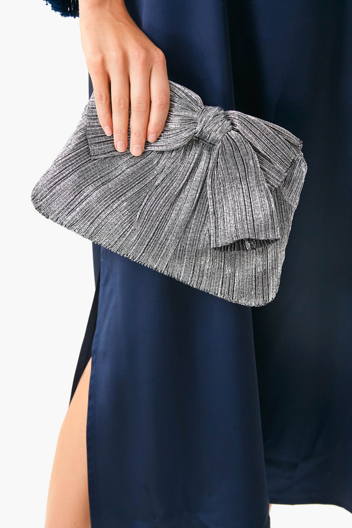 Dark Silver Lame Rayne Clutch