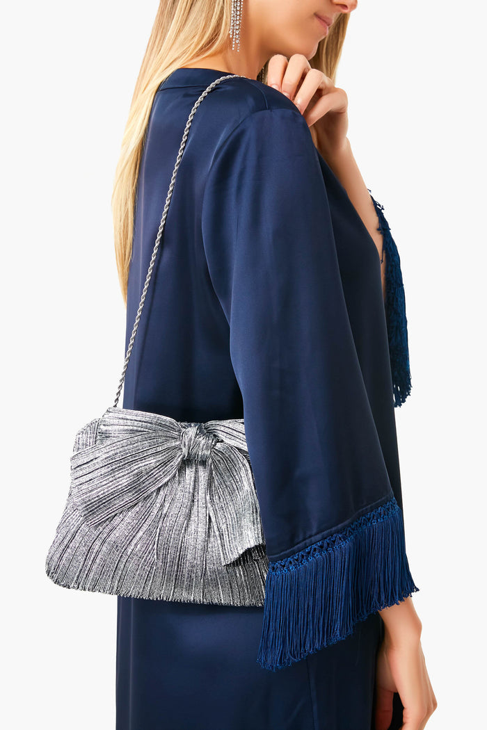 Dark Silver Lame Rayne Clutch