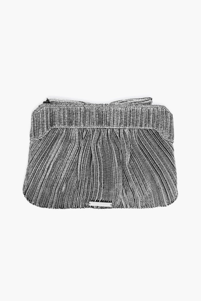 Dark Silver Lame Rayne Clutch