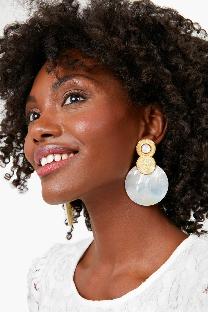 Divine Pearl Shell Hoops
