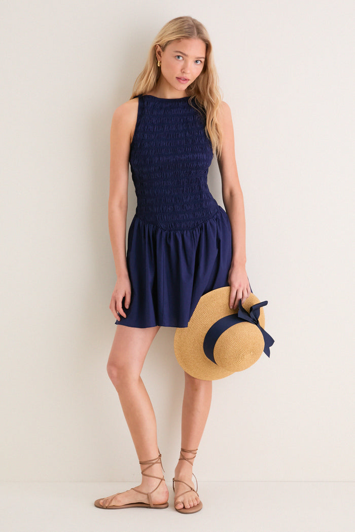 Exclusive Navy Packable Wide Bow Sunhat