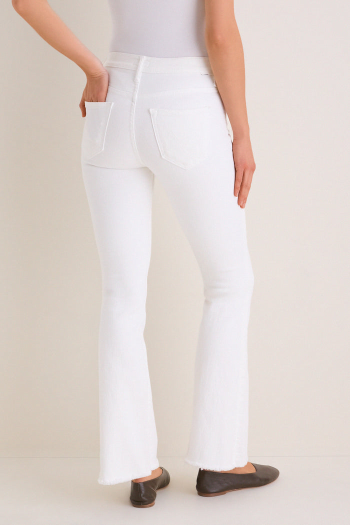 Fairest Of Them All The Hustler Ankle Fray jeans showcase a classic, high-end look with their high-waisted, kick flare design and effortless, fun style.