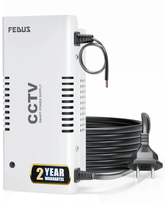 FEDUS 12V DC Metal Body CCTV Power Supply for 4 Channel Security Cameras | 12Volt 3A High Efficiency SMPS Adapter with Voltage Booster for Long Distance for Video Surveillance Dome & Bullet Camera FEDUS