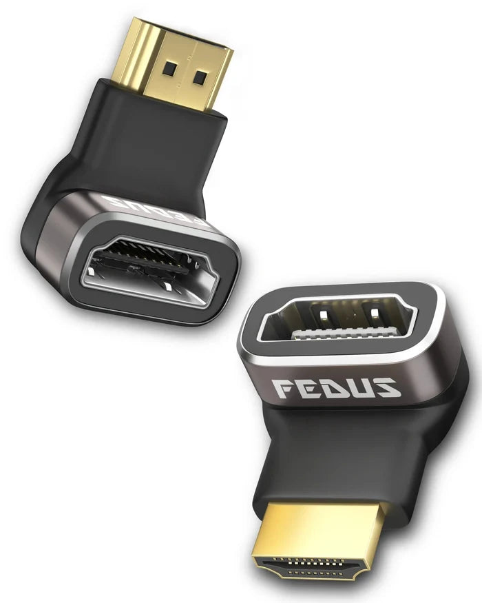 FEDUS 2 Pack 8K Ultra HD HDMI Connector 90+270 Degree L Shape HDMI Male to Female Converter Right Angle HDMI Adapter Extender for TV Led LCD TV Stick, Xbox PS3 PS4 PS5 Supports 3D HDR 8K@60Hz 4K@144Hz Cheeku Technologies