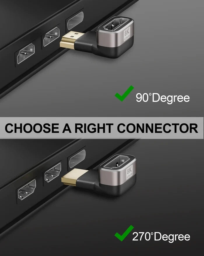 FEDUS 2 Pack 8K Ultra HD HDMI Connector 90+270 Degree L Shape HDMI Male to Female Converter Right Angle HDMI Adapter Extender for TV Led LCD TV Stick, Xbox PS3 PS4 PS5 Supports 3D HDR 8K@60Hz 4K@144Hz Cheeku Technologies