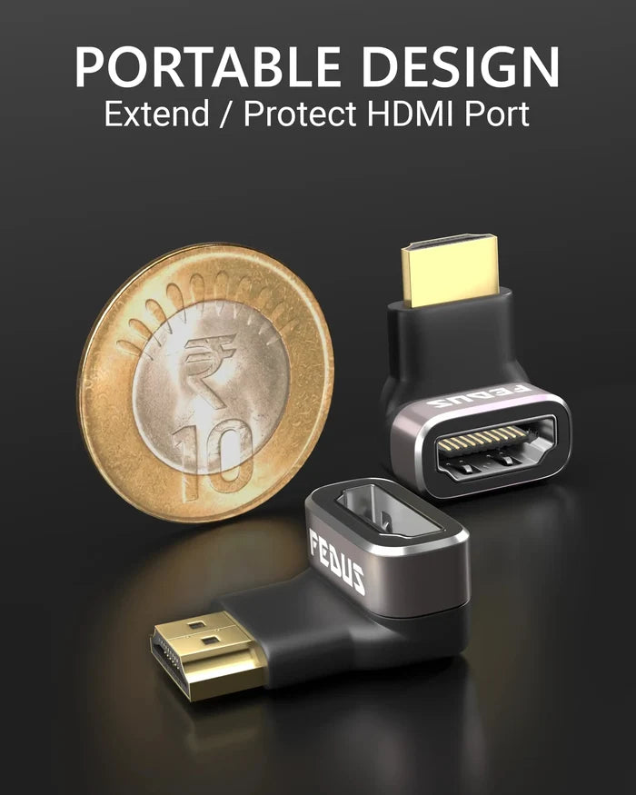FEDUS 2 Pack 8K Ultra HD HDMI Connector 90+270 Degree L Shape HDMI Male to Female Converter Right Angle HDMI Adapter Extender for TV Led LCD TV Stick, Xbox PS3 PS4 PS5 Supports 3D HDR 8K@60Hz 4K@144Hz Cheeku Technologies