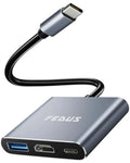 FEDUS 3-in-1 USB Hub Type C Hub, USB C Hub, USB Type C to 4K HDMI adapter Converter, Type C to USB 3.0@5gbps Type a Converter With 65W Power Delivery for MacBook Pro/Air, iPhone, Phones, Tablets, Pc Computer FEDUS