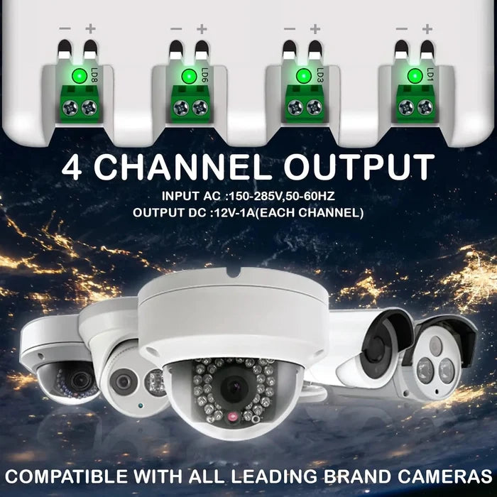 FEDUS 4 Channel SMPS for CCTV, Power Supply Adapter for up to 4 CCTV Security Cameras, CCTV Power Supply SMPS, Power Supply Adapter for Video Surveillance Camera System, CCTV, Dome, Bullet Cameras FEDUS