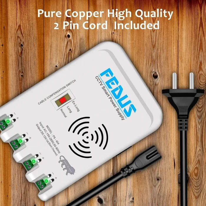 FEDUS 4 Channel SMPS for CCTV, Power Supply Adapter for up to 4 CCTV Security Cameras, CCTV Power Supply SMPS, Power Supply Adapter for Video Surveillance Camera System, CCTV, Dome, Bullet Cameras FEDUS