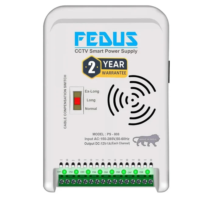 FEDUS 8 Channel SMPS for CCTV, Power Supply Adapter for up to 8 CCTV Security Cameras, CCTV Power Supply SMPS, Power Supply Adapter for Video Surveillance Camera System, CCTV, Dome, Bullet Cameras FEDUS
