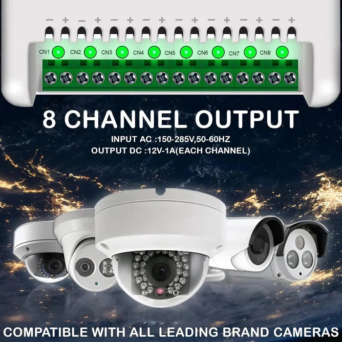 FEDUS 8 Channel SMPS for CCTV, Power Supply Adapter for up to 8 CCTV Security Cameras, CCTV Power Supply SMPS, Power Supply Adapter for Video Surveillance Camera System, CCTV, Dome, Bullet Cameras FEDUS