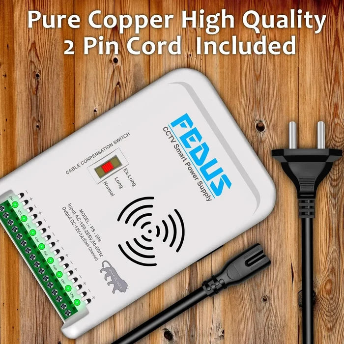 FEDUS 8 Channel SMPS for CCTV, Power Supply Adapter for up to 8 CCTV Security Cameras, CCTV Power Supply SMPS, Power Supply Adapter for Video Surveillance Camera System, CCTV, Dome, Bullet Cameras FEDUS