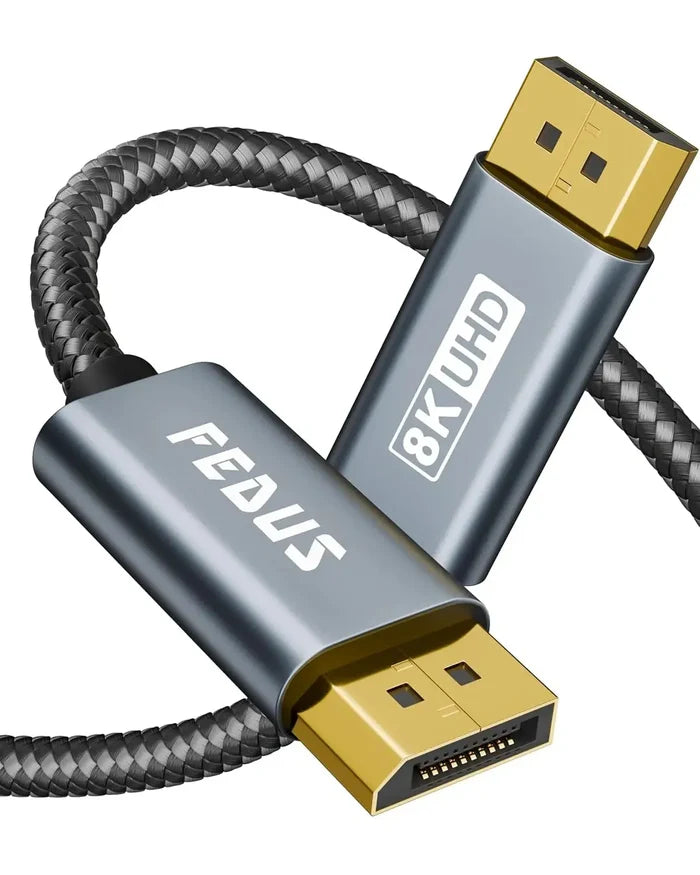 FEDUS 8K DisplayPort Cable, DP to DP Cable [Certified 8K@60Hz, 4K@144Hz, 2K@165/144Hz] Display Port to Display Port Cable HDR/FreeSync/G-Sync/HBR3/HDCP Compatible for Gaming Monitor, Graphics Card FEDUS
