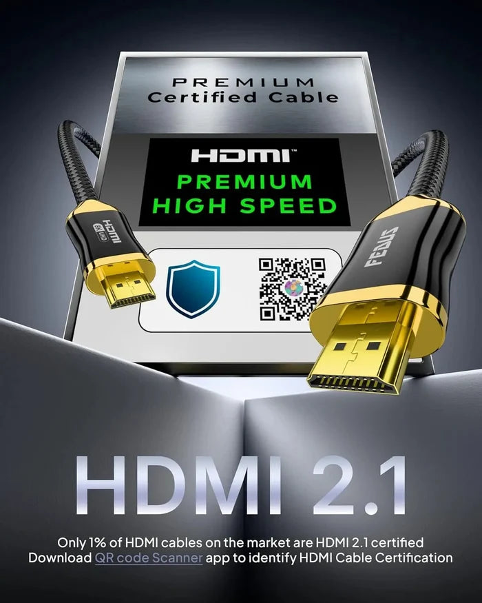 FEDUS Certified Premium 8K High-Speed HDMI Cable (8K@60Hz & 4K@120Hz) Nylon Braided HDMI Cables Cord 2.1, 48Gbps HDCP 2.2 & 2.3, HDR 10 Ethernet, eARC, Compatible with Laptop, PC, Monitor, TV, PS5/Xbox FEDUS