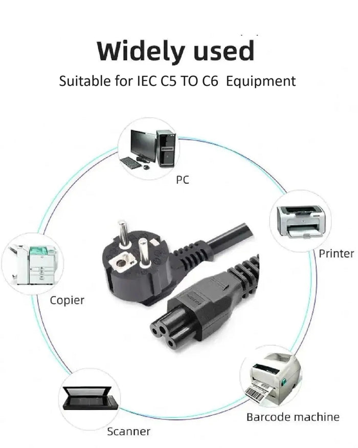 FEDUS European Laptop Computer Power Cord (C5 to SCHUKO(Europe) CEE 7/7) Replacement AC Europlug Mickey Mouse power cord. AC Cable Wire Suitable for HDTV, TVs, Printers, Monitor, 1.8M FEDUS